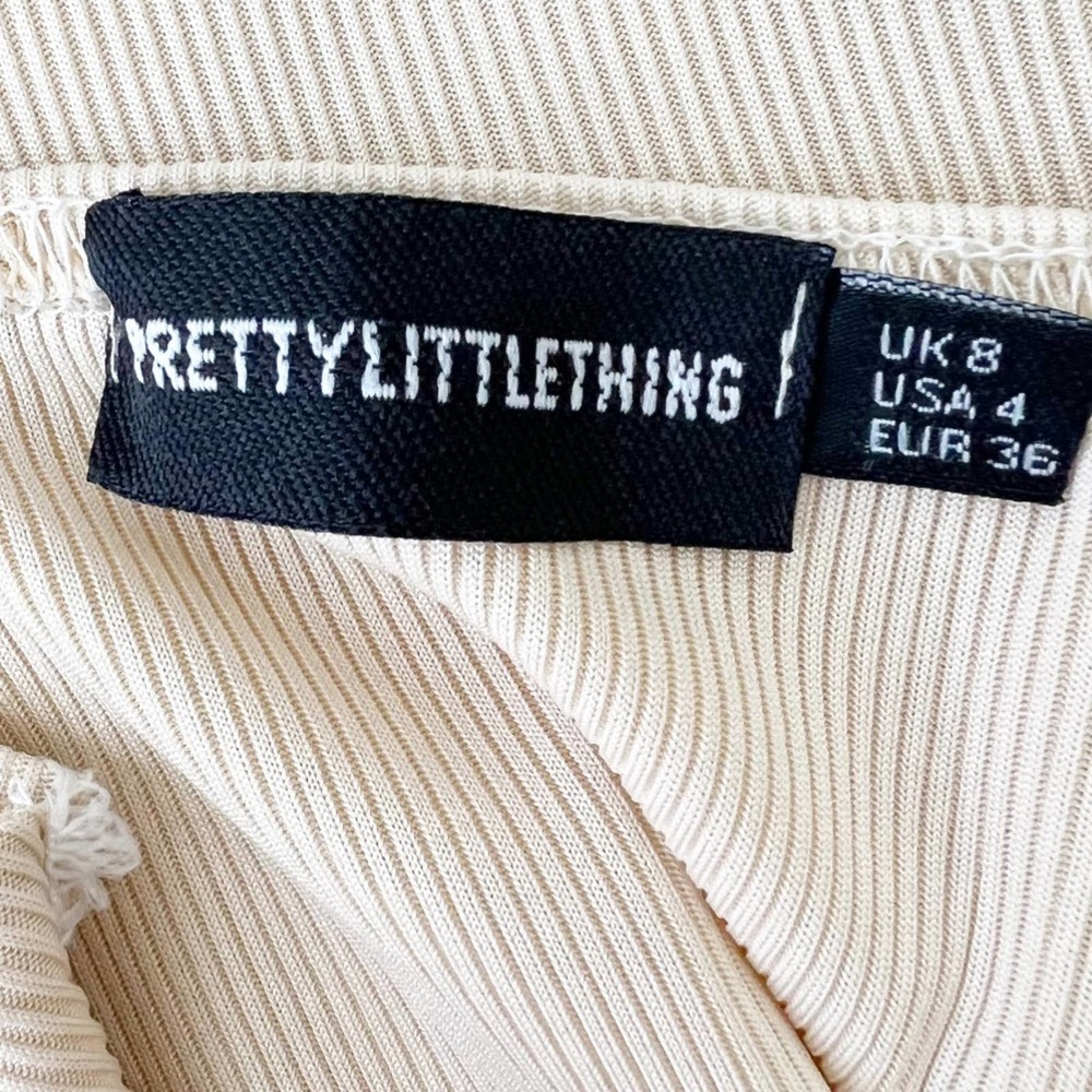 PrettyLittleThing Ribbed Midi Dress Tan Stretch Size 4 - Picture 3 of 3